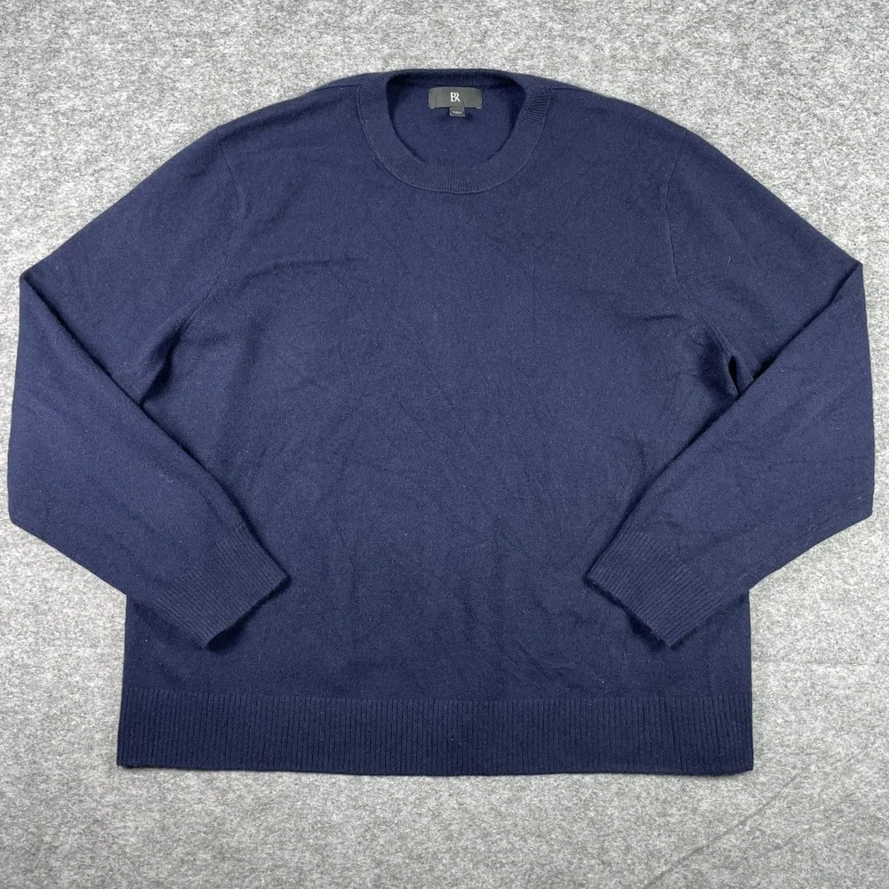 Banana Republic Sweater Mens XXL Navy Blue 100% Cashmere Crewneck Long Sleeve